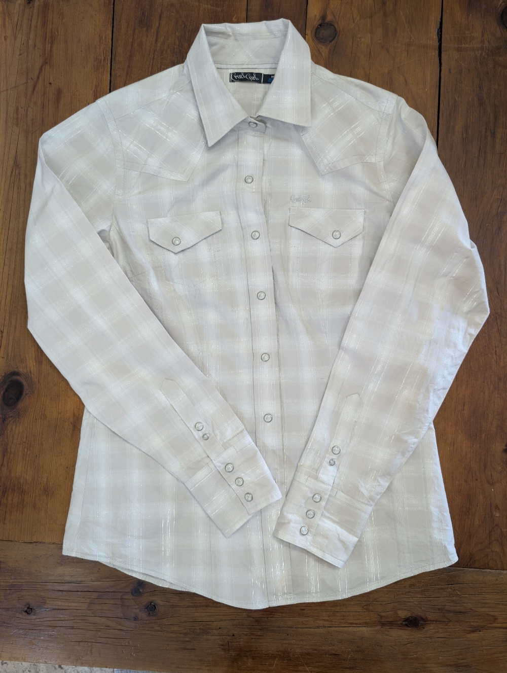 Cruel Girl Shiney Pearl Snap Blouse Medium